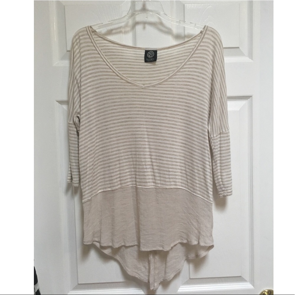 Bobeau mixed media hi-lo top